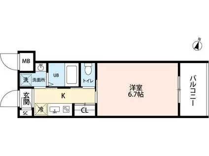 アミュゼ城野(1K/5階)の間取り写真