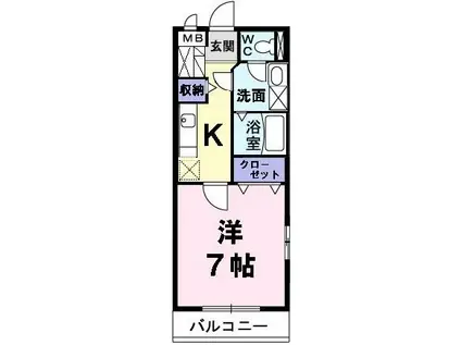 プリムヴェール(1K/1階)の間取り写真