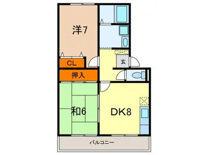 ボヌールアシヤ(2DK/2階)の間取り写真