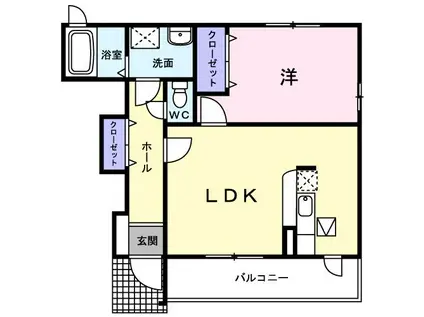 プリムローズC(1LDK/1階)の間取り写真