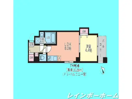 レブリアント松戸(1LDK/4階)の間取り写真