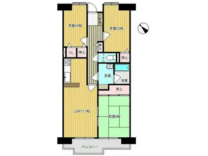 ファミール二日市(3LDK/5階)の間取り写真
