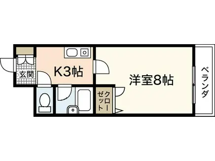 ステューディオ長束(1K/3階)の間取り写真