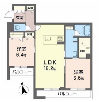 シャーメゾンフゥ(2LDK/2階)の間取り写真