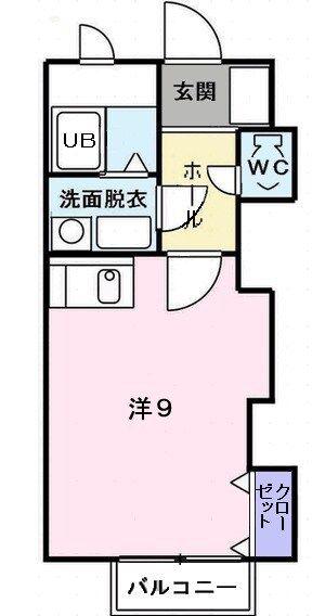 サンパティーク B棟(ワンルーム/2階)の間取り写真