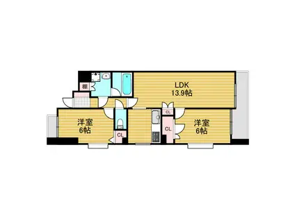 ラグーン新大阪CITYLIFE1(2LDK/7階)の間取り写真