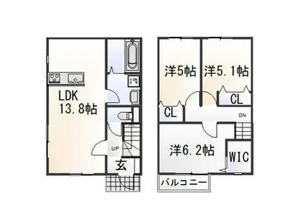 シャシアン(3LDK/1階)の間取り写真