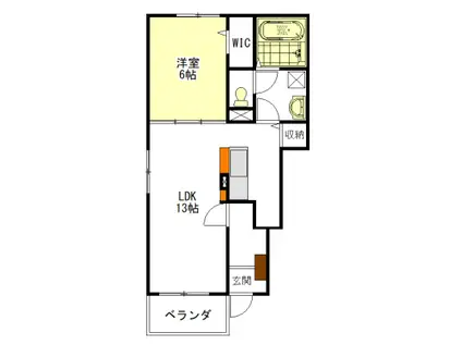 ラーツゥー・デル・マーレ III・IV(1LDK/1階)の間取り写真