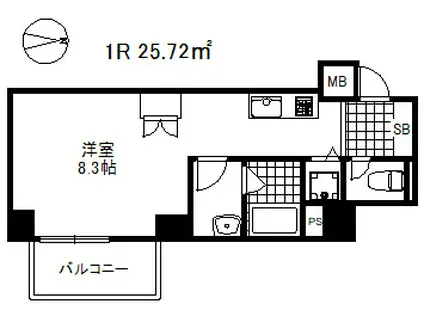 ビスタグランデ東灘(ワンルーム/2階)の間取り写真