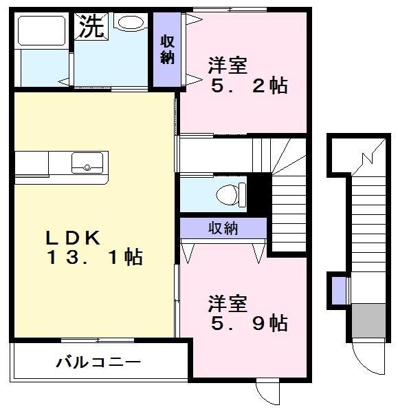 LIRA CUORE(2LDK/2階)の間取り写真