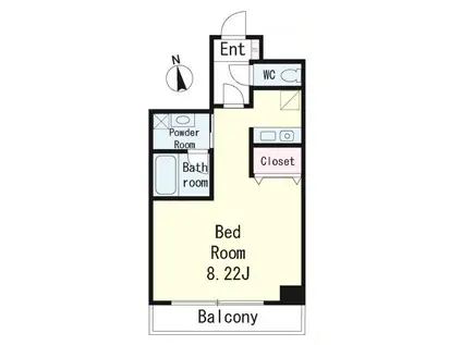 ラウンドM(ワンルーム/1階)の間取り写真