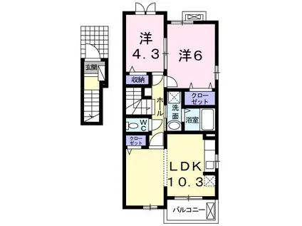 サン・モナーク(2LDK/2階)の間取り写真