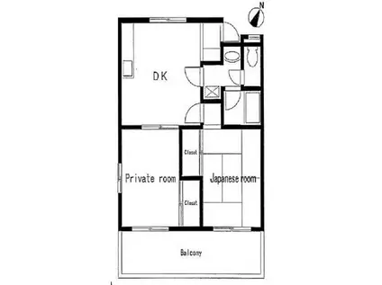 ロイヤルガーデンハイツ(2DK/2階)の間取り写真