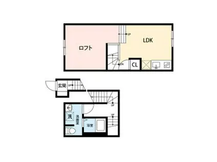 BLANC ROUGE(1K/2階)の間取り写真