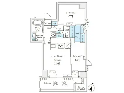 フルハウス飯田橋(2LDK/2階)の間取り写真