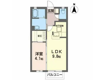 フォートレスII(1LDK/1階)の間取り写真