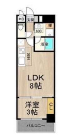 フロンティアタワー九条I(1DK/11階)の間取り写真