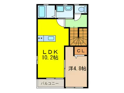 緑町ハイツ(1LDK/2階)の間取り写真