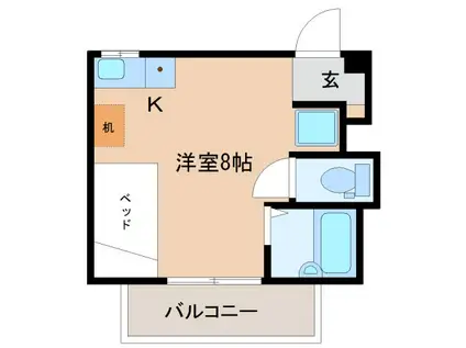 ハイツ佐保(ワンルーム/2階)の間取り写真