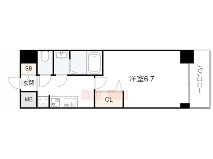 プレサンス ハーバーランド アンド・シー(1K/14階)の間取り写真