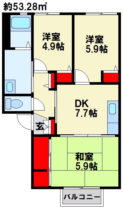 フラワーセゾン吉祥寺(3DK/2階)の間取り写真