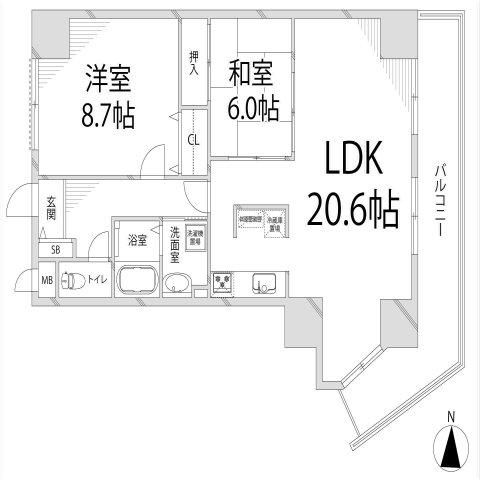 キャッスルコート東辻井(2LDK/3階)の間取り写真
