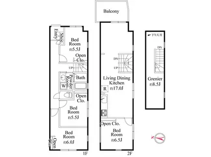 ファミーユ竹ノ塚(4LDK/2階)の間取り写真