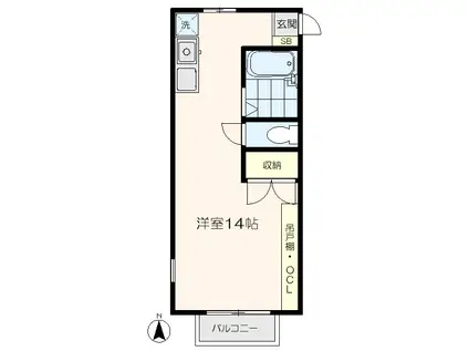 アーバンフラット(ワンルーム/2階)の間取り写真