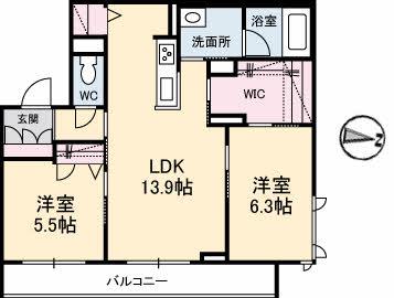 HIRA TERRACE(2LDK/2階)の間取り写真