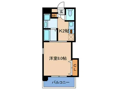 T・G・T TENJIN GATE TOWER(1K/2階)の間取り写真