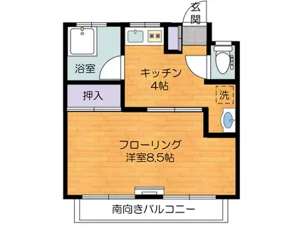 サニーハイムI(1K/2階)の間取り写真