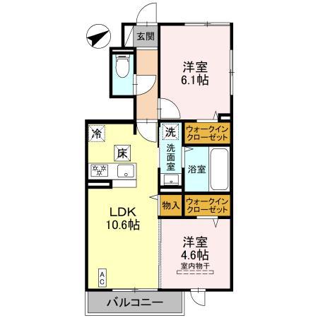 アルコバレーノX(2LDK/1階)の間取り写真
