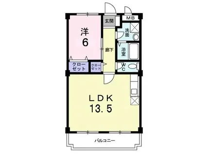 アグレアーブル(1LDK/3階)の間取り写真