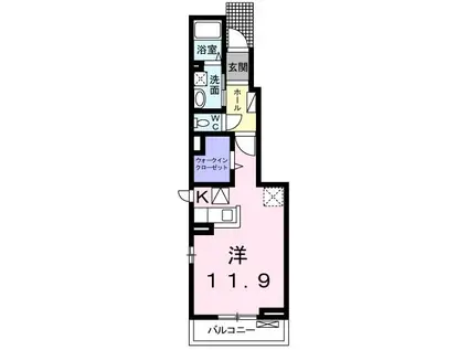 みどりのハイツ(ワンルーム/1階)の間取り写真