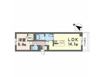 フルールブラン(1LDK/2階)の間取り写真