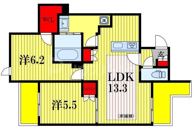 ウエスト・ノワール(2LDK/2階)の間取り写真