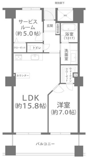 コア本町(1SLDK/13階)の間取り写真