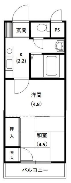 アルシェ浜松(2K/2階)の間取り写真