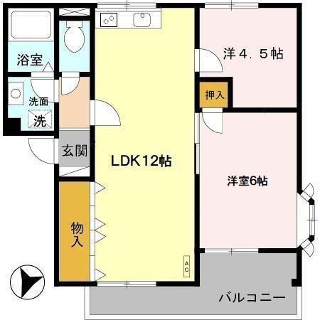 ヴァンベールクレスト(2LDK/3階)の間取り写真