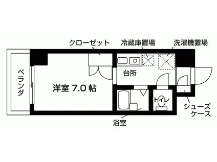 地下鉄烏丸線 烏丸御池駅 徒歩6分 5階建 築29年(1K/1階)の間取り写真