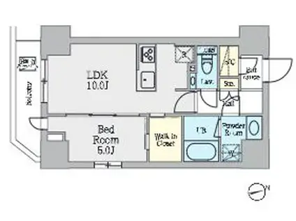 クレストコート上野(1LDK/5階)の間取り写真