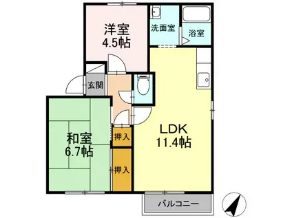 アペックス日進B(2LDK/2階)の間取り写真