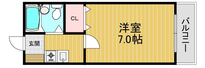 ウィル久保(1K/1階)の間取り写真