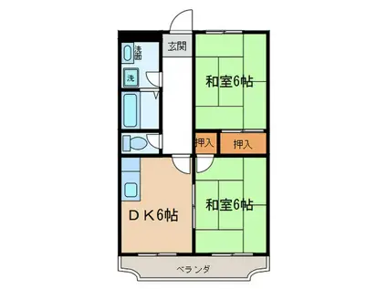 ユミール松葉(2DK/4階)の間取り写真