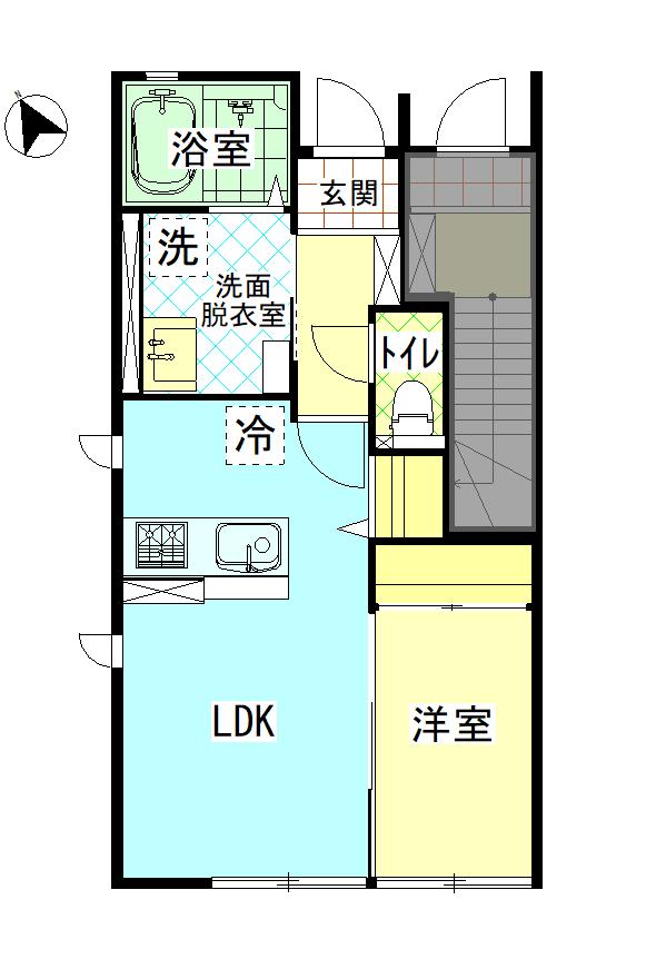 RIO平松(1LDK/1階)の間取り写真