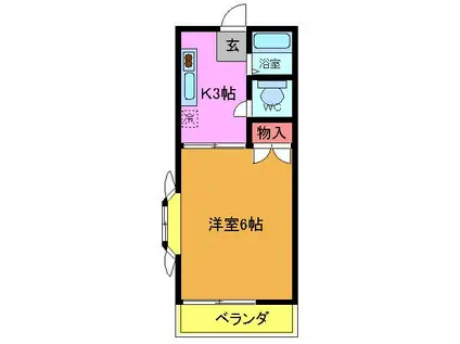 サンレモンコーポ(1K/3階)の間取り写真