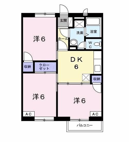 サンマリーナ(3DK/2階)の間取り写真