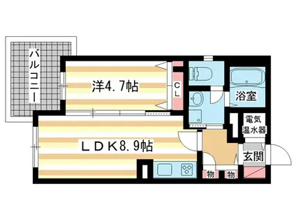 グレイスならまち(1LDK/3階)の間取り写真