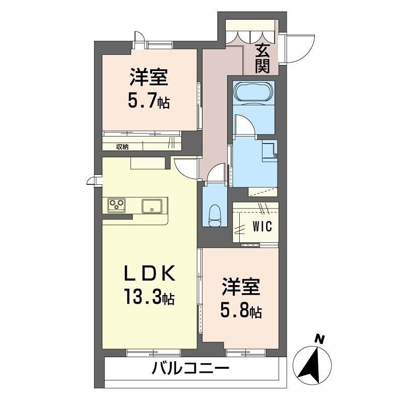 モハ セレーノ(2LDK/1階)の間取り写真