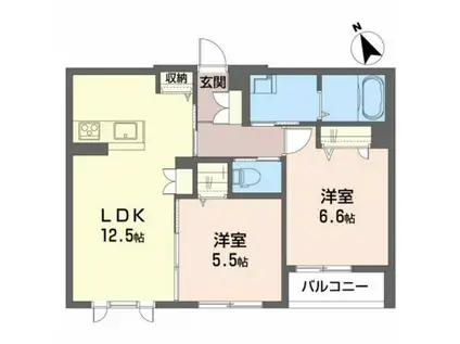 シャーメゾンリフージョ(2LDK/2階)の間取り写真